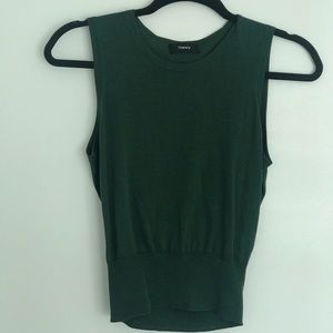 Theory Shell Top in Silk-Cotton (Dark Green)